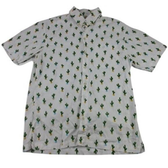 Kenny Flowers Men’s Limited Edition Short Sleeve Cactus Button Up Shirt - Size L - Picture 2 of 4